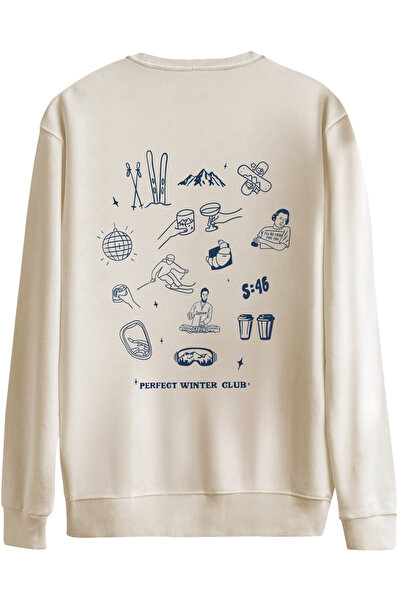 BetterThanCo Winter Club Printed Crew Neck Oversized Sweatshirt
