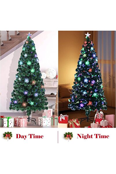OEM Luxury 180 cm Optical Fiber Christmas Tree, Snow-Flocked, 2000 Tips, 150 Multicolor LEDs + Free Top