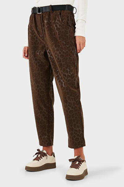 Via Dante imprimeu leopard Detaliu curea croi relaxat talie înaltă Pantaloni PANTALONI 6888600