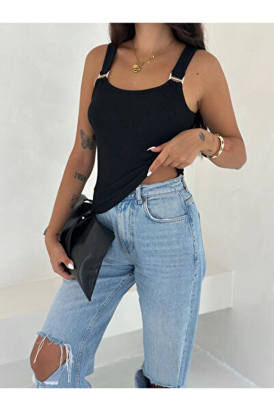 ZENGEZUR MALL Mtxdpn Ottoman Buckle Strap Blouse Black S4194 (161258) (Size: S)