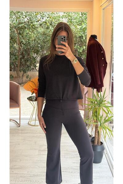 HANER BUTİK Black Blouse - Pants Set