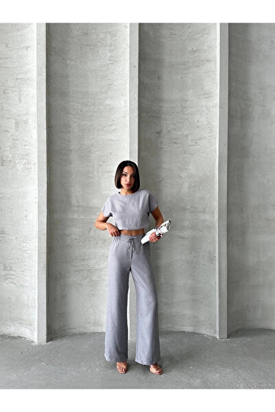 ZENGEZUR MALL Mtxdpn Blouse Pants Set S255057 Gray (164233) (Size: S)