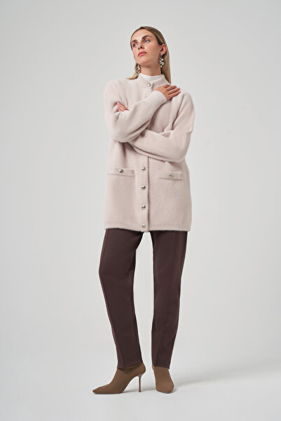 Nuss Pocket Detail Angora Cardigan 7008 Stone