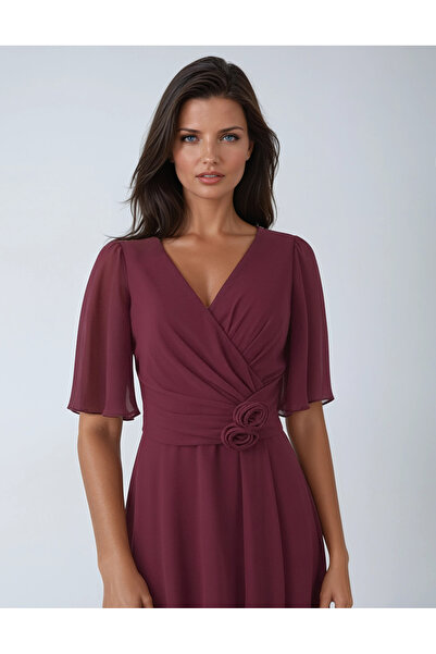 Vessmary Occasion and day dress made of wine veil VSM1023C