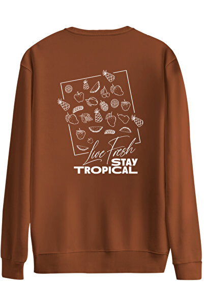 BetterThanCo Tropical Printed Crew Neck Oversized Sweatshirt