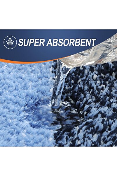 Faria Bath Mat, Fluffy and Absorbent, 41x61cm, Microfiber Non-Slip Base, Machine Washable, Blue