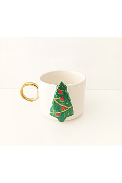ADAMODART Pine Tree 24K Gold Detailed Ceramic Mug