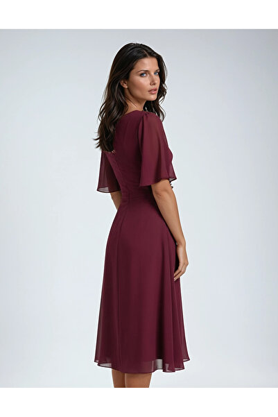 Vessmary Occasion and day dress made of wine veil VSM1023C