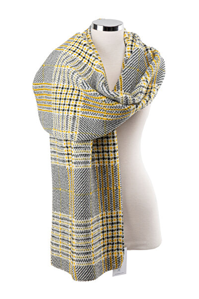 AQUABERRY Μαλακό καρό χειμωνιάτικο κασκόλ Premium - Κίτρινο