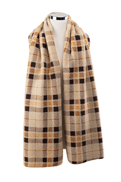 AQUABERRY Μαλακό καρό χειμωνιάτικο κασκόλ Premium - Καφέ