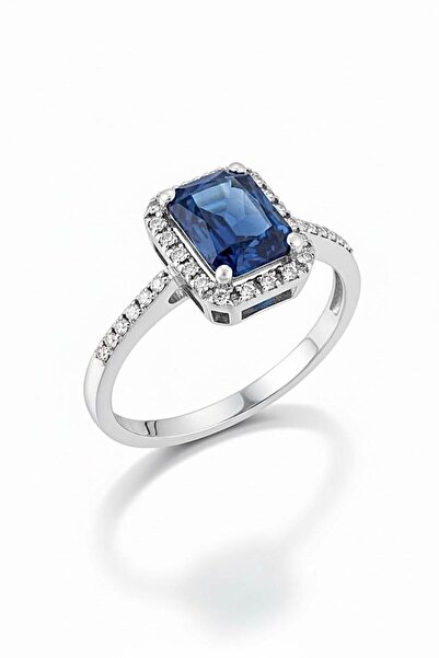 Çgk Çiğdem Gürel Kuyumculuk 14 Ayar Beyaz Altın Mavi Safir Taşlı ve Pırlanta ...