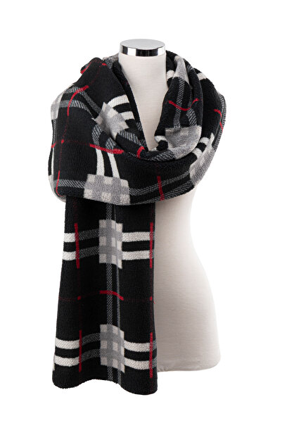 AQUABERRY Μαλακό καρό χειμωνιάτικο κασκόλ Premium - Μαύρο