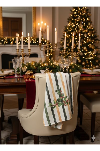 Elvya Christmas | %100 Pamuk Baskılı Kurulama Bezi – 40×60 cm Yılbaşı Temalı