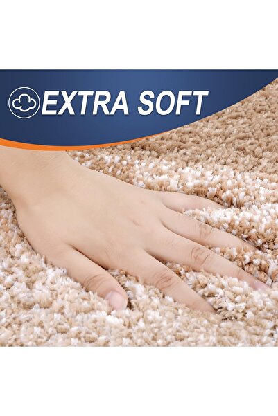Faria Bath Mat, Fluffy Absorbent, 41x61cm, Microfiber Non-Slip Base, Machine Washable, Beige