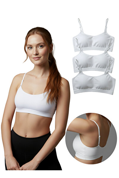 Hmd 3-Piece Mixed Pad Adjustable Strap Women's Half Tank Top Bustier |   Black, Skin, White