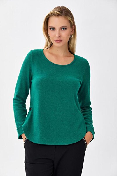 İKİLER Yuvarlak Yaka Eteği Oval Triko Bluz 256-1707