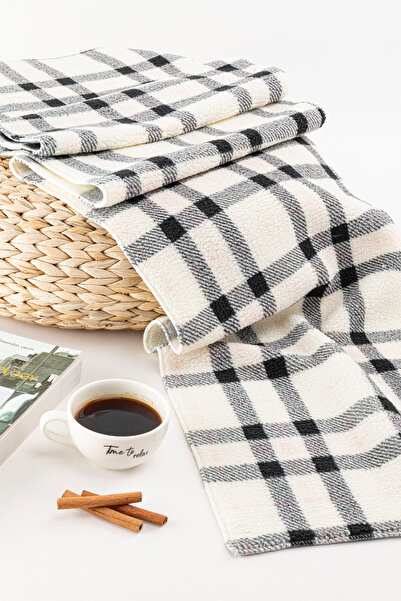 AQUABERRY Soft Plaid Premium Winter Scarf - White