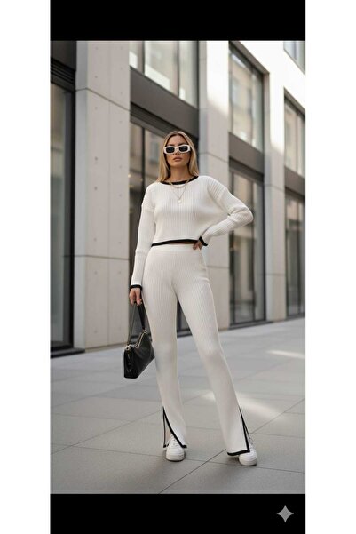 Cemre Life New Deux Women's Slit Detailed Knitwear Set