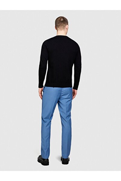 Sisley Koton Mixed Fabric Crew Neck Sweatshirt Men's Black Sweatshirt - 324P1...