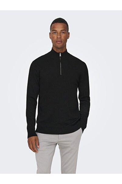 Only & Sons Onswyler Life Reg 14 Half Zip Knit Noos Men's Black Sweater - 22021264