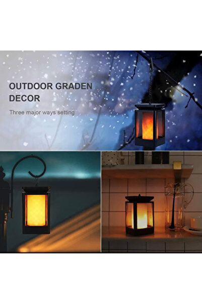 BLUE CORAL Solar Lantern Night Light | 2-Pack, 99 LED, Dancing Flame Effect | Waterproof Outdoor Han