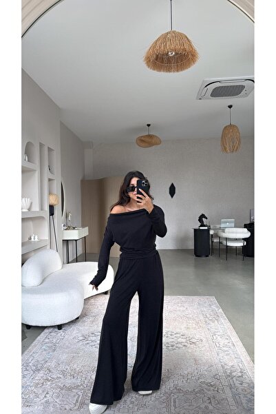 Buket Teke Dark Anthracite Knitted Boat Neck Suit