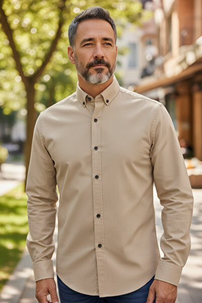 CROATE Beige Cotton Effect Casual Shirt