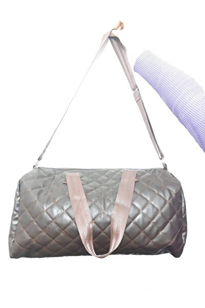 Tasarım Faux Leather Hand and Arm Carry Medium Size 45 cm Sports Bag Brown