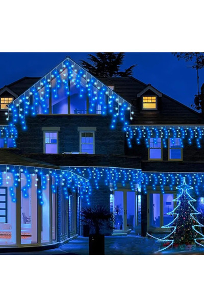 Lumi LUXURY Christmas icicles installation 480 LEDs, blue light, 11.2 x 0.5 m, indoor / outdoor