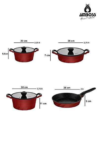 Amboss 16 Piece Vento Die-Cast Cookware Set (Red)