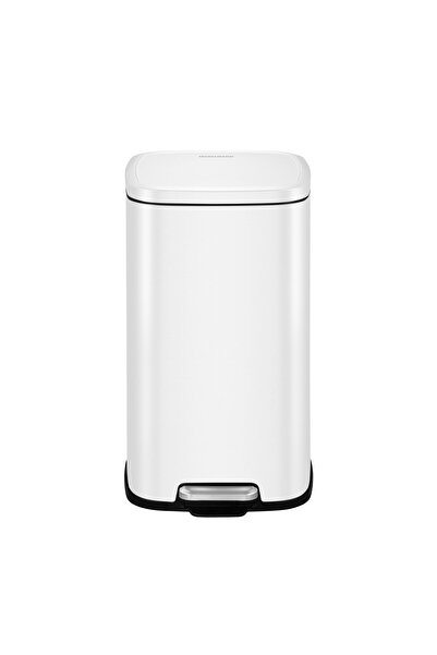 FACKELMANN LONDON trash can, matt white, with pedal, for kitchen, office or bathroom, 6 L