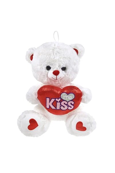 OEM White Plush Teddy Bear with Red Heart "Kiss Me" 30cm