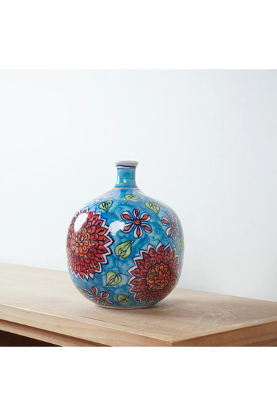 Zahr فازة سيراميك بنقوش شرقية – تصميم ديكوري أنيق