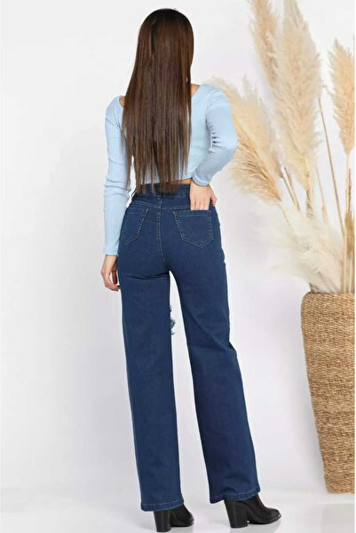 Semesia Y2K Starry Wide Leg Washed Blue Jean