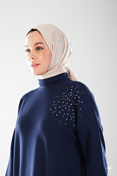 Plistre 2296_Womenstone Printed Slit Mock Neck Piece Tunic