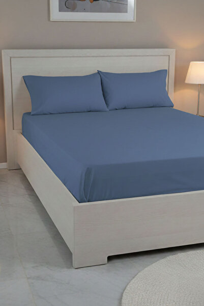 FAVORA 100% Cotton Ranforce Premium Double Bed Sheet Set - Indigo