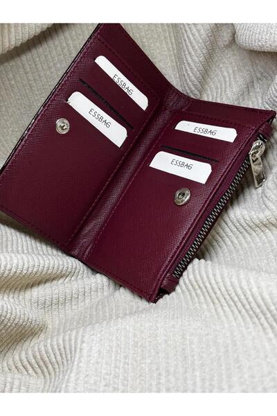 bijoux uniques Shiny Leather Burgundy Women's Card Holder & Wallet