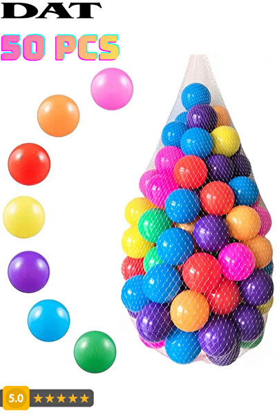 DAT 50-Piece Colorful Play Balls with Mesh Storage Bag – Soft Plastic Ball Pit Balls for Kids