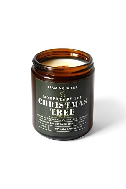 OEM Scented Soy Candle with Wooden Wick, Flaming Scent, Moments by the Christmas Tree, handmade
