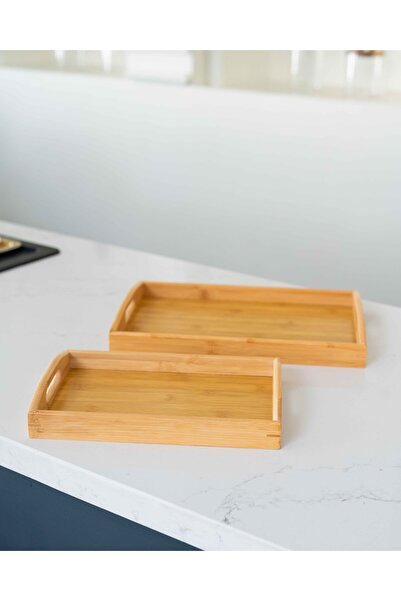 KaiHome Natural Bamboo Large Serving & Breakfast Tray – Non-Slip Sturdy