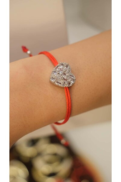 Jerie Zirkon Taş Kırmızı Ayarlanabilir İp Bileklik