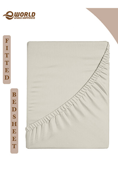 Eworld King Size Microfiber Fitted Bedsheet with Deep Pocket, Breathable & Washable