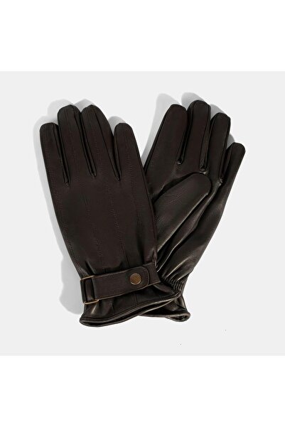 Desa Men's Dark Brown Buckle Leather Gloves