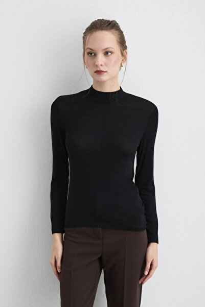 Gusto Mock Neck Pack Viscose Lycra Blouse - Black