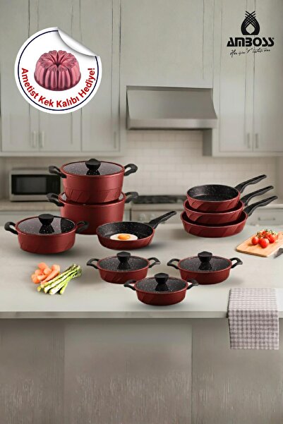 Amboss 16 Piece Vento Die-Cast Cookware Set (Red)