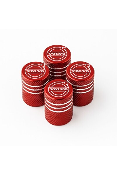 OEM Set de 4 capace de supapă Volvo – aluminiu roșu, emblemă albă, accesorii ...