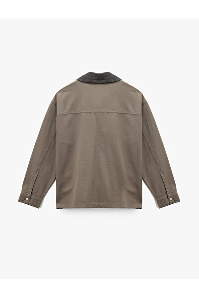 Koton Regular Fit Long Sleeve Pocket Shirt Collar Zipper Jean Jacket