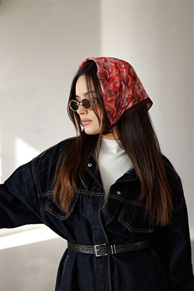 ipekistanbul Eșarfă din bumbac organic 100% - Model Ebru - Roșu Claret