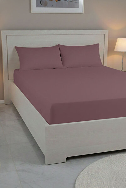 FAVORA 100% Cotton Ranforce Premium Double Bed Sheet Set - Dusty Rose