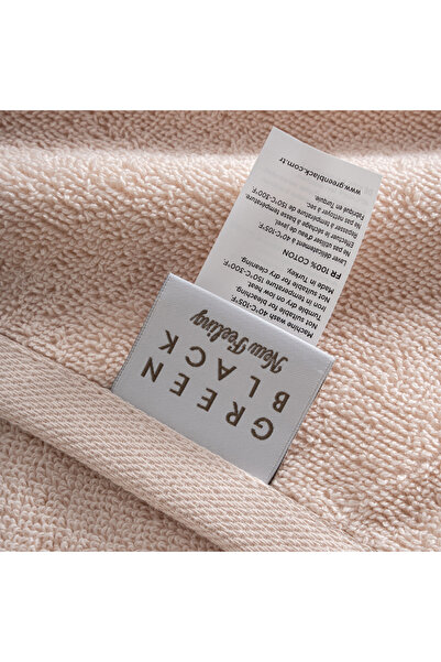 Green Black Lara Face Towel 100% Cotton with Border Light Salmon 50X90 cm